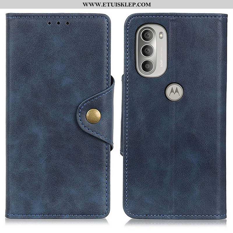 Etui Folio do Moto G51 5G Vintage Sztuczna Skóra I Guzik